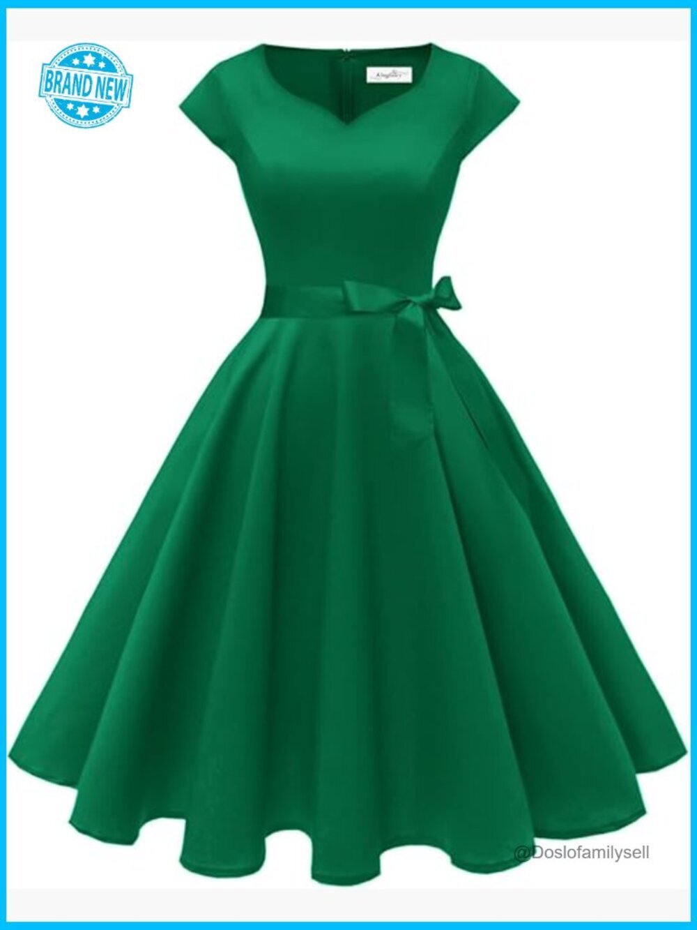 Vintage 1950s Swing Dress Cap Sleeves Cocktail Party Retro Midi A-Line
